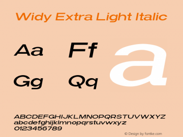 Widy-ExtraLightItalic Version 1.000图片样张