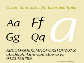 Ocean Sans Std Light Ext Italic Version 1.00 Build 1000图片样张