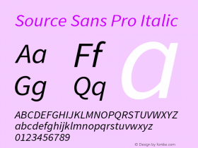 Source Sans Pro Italic Version 1.050;PS 1.000;hotconv 1.0.70;makeotf.lib2.5.5900图片样张