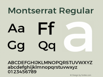 Montserrat-Regular Version 3.100;PS 003.100;hotconv 1.0.88;makeotf.lib2.5.64775图片样张