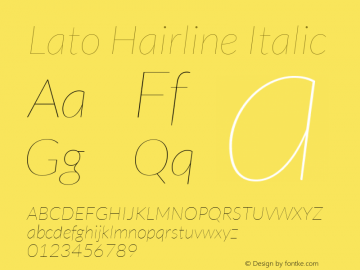 Lato Hairline Italic Version 1.104; Western+Polish opensource图片样张