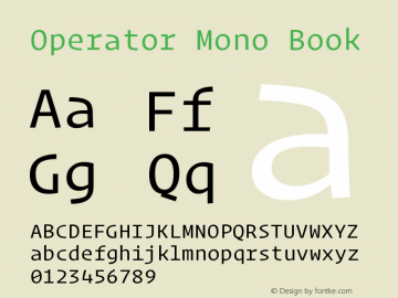Operator Mono Book Version 1.200图片样张