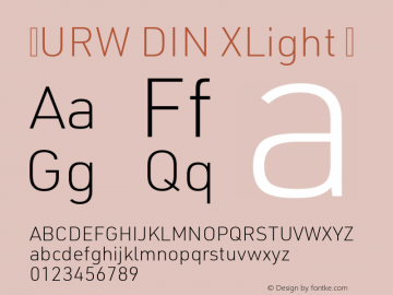 ☞URW DIN XLight Version 3.00;com.myfonts.urw.urw-din.extra-light.wfkit2.kgWW图片样张