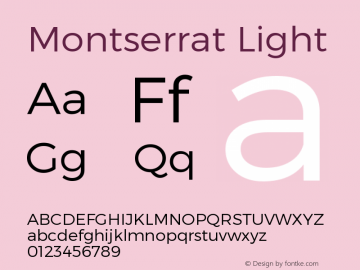 Montserrat Light Version 1.000;PS 002.000;hotconv 1.0.70;makeotf.lib2.5.58329 DEVELOPMENT图片样张