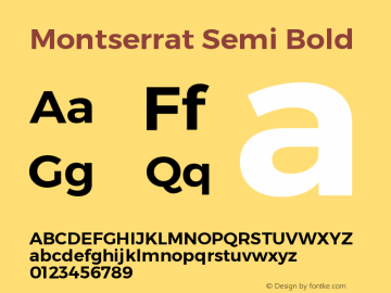 Montserrat Semi Bold Version 3.001;PS 003.001;hotconv 1.0.70;makeotf.lib2.5.58329 DEVELOPMENT图片样张