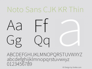 Noto Sans CJK KR Thin Version 1.0图片样张