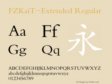 FZKaiT-Extended Regular 1.00 Font Sample