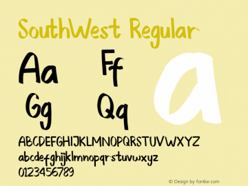 SouthWestRegular Version 1.057;Fontself Maker 3.5.4图片样张