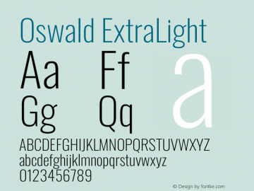 Oswald ExtraLight Version 4.103图片样张
