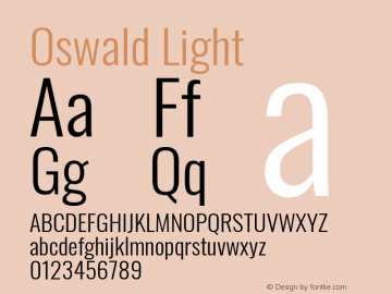 Oswald Light Version 4.103; ttfautohint (v1.8.3)图片样张