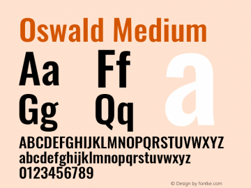 Oswald Medium Version 4.103; ttfautohint (v1.8.3)图片样张