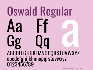 Oswald Regular Version 4.103; ttfautohint (v1.8.3)图片样张
