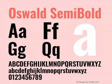 Oswald SemiBold Version 4.103; ttfautohint (v1.8.3)图片样张