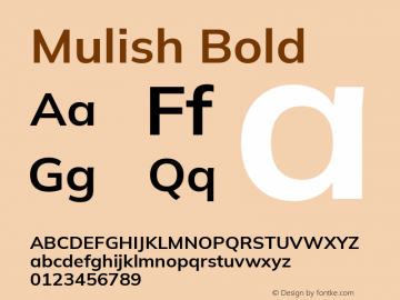 Mulish Bold Version 3.603; ttfautohint (v1.8.3)图片样张