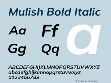 Mulish Bold Italic Version 3.603; ttfautohint (v1.8.3)图片样张