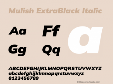 Mulish ExtraBlack Italic Version 3.603图片样张