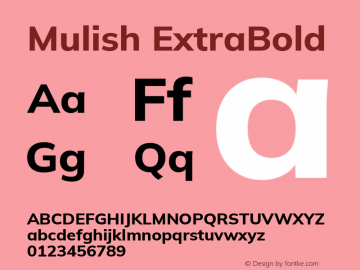 Mulish ExtraBold Version 3.603; ttfautohint (v1.8.3)图片样张