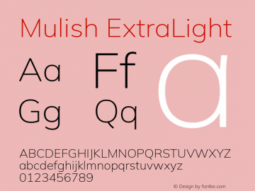 Mulish ExtraLight Version 3.603; ttfautohint (v1.8.3)图片样张