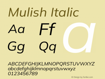 Mulish Italic Version 3.603图片样张