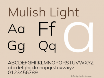 Mulish Light Version 3.603; ttfautohint (v1.8.3)图片样张