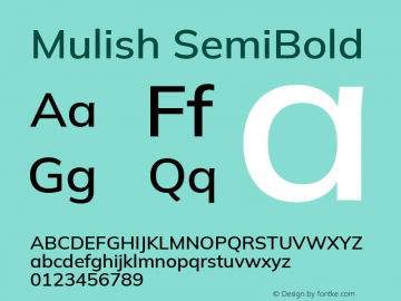 Mulish SemiBold Version 3.603; ttfautohint (v1.8.3)图片样张
