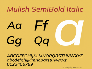 Mulish SemiBold Italic Version 3.603图片样张
