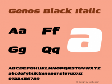 Genos Black Italic Version 1.010; ttfautohint (v1.8.3)图片样张