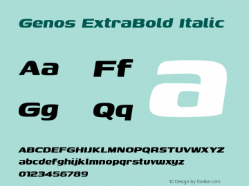 Genos ExtraBold Italic Version 1.010; ttfautohint (v1.8.3)图片样张