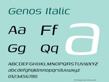 Genos Italic Version 1.010; ttfautohint (v1.8.3)图片样张