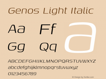 Genos Light Italic Version 1.010; ttfautohint (v1.8.3)图片样张