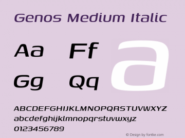 Genos Medium Italic Version 1.010; ttfautohint (v1.8.3)图片样张