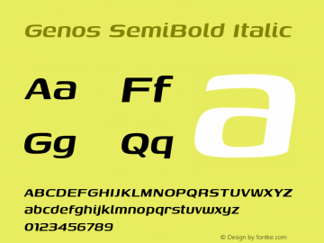 Genos SemiBold Italic Version 1.010; ttfautohint (v1.8.3)图片样张