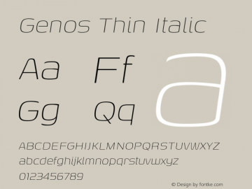 Genos Thin Italic Version 1.010; ttfautohint (v1.8.3)图片样张