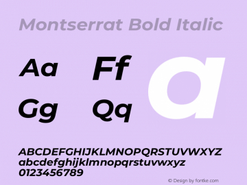 Montserrat Bold Italic Version 8.001图片样张