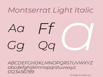 Montserrat Light Italic Version 8.001图片样张