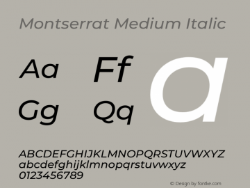 Montserrat Medium Italic Version 8.001图片样张