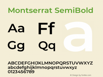 Montserrat SemiBold Version 8.001图片样张