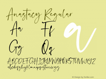 Anastacy Version 1.00;May 20, 2020;FontCreator 12.0.0.2525 32-bit图片样张