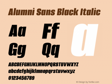 Alumni Sans Black Italic Version 1.016; ttfautohint (v1.8.3)图片样张