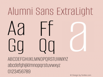 Alumni Sans ExtraLight Version 1.018图片样张