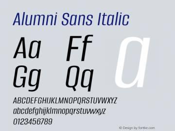 Alumni Sans Italic Version 1.016; ttfautohint (v1.8.3)图片样张