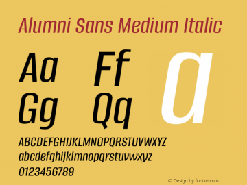 Alumni Sans Medium Italic Version 1.016图片样张