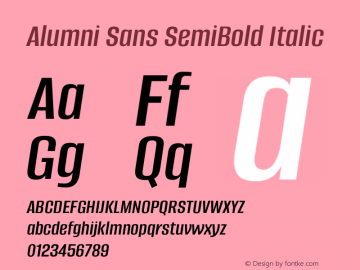 Alumni Sans SemiBold Italic Version 1.016图片样张