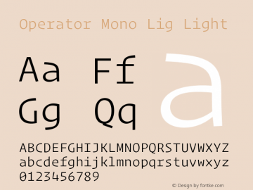 Operator Mono Lig Light Version 1.200图片样张