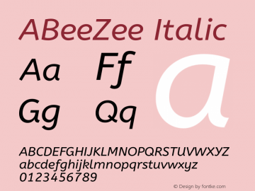 ABeeZee Italic Version 1.003图片样张