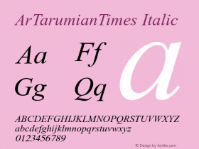 ArTarumianTimes  Italic Macromedia Fontographer 4.1 19-12-96图片样张