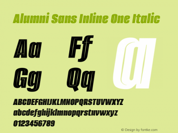 Alumni Sans Inline One Italic Version 1.100; ttfautohint (v1.8.3)图片样张