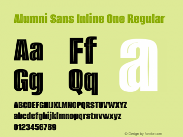 Alumni Sans Inline One Regular Version 1.100; ttfautohint (v1.8.3)图片样张
