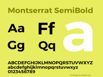 Montserrat SemiBold Version 6.001图片样张
