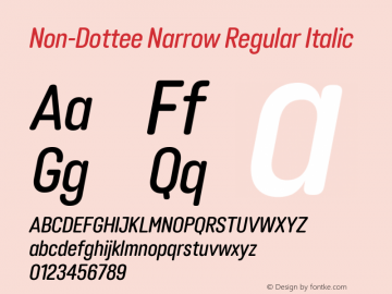 Non-Dottee Narrow Regular Italic Version 5.002图片样张